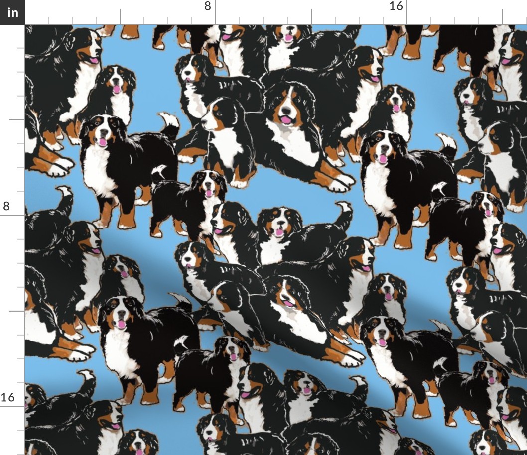 bernese Mountain dog mural fabric-ch