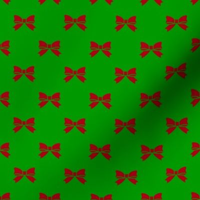 Christmas Dark Red Bows on Green