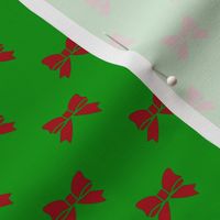 Christmas Dark Red Bows on Green