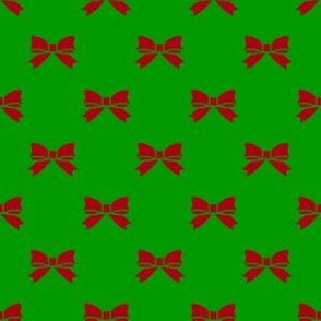 Christmas Dark Red Bows on Green