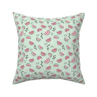 Summer watermelon fruit illustration fun kids design in colorful pastel mint and pink