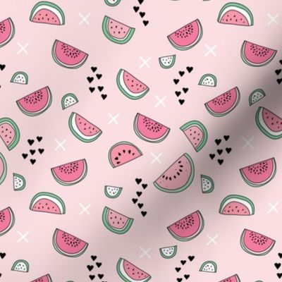 Summer watermelon fruit illustration fun kids design in colorful pastel pink