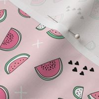 Summer watermelon fruit illustration fun kids design in colorful pastel pink