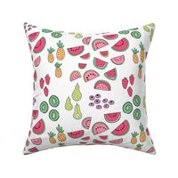 Colorful tropical summer fruit watercolors pineapple kiwi pear and berry illustration