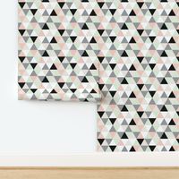 Bohemian Triangle Geometric warm minimalism in cucumber, rose, gray, cream & black