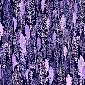 Violet watercolor feathers