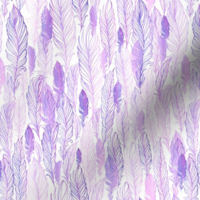 Violet watercolor feathers