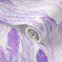 Violet watercolor feathers