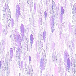 Violet watercolor feathers