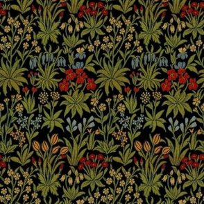 William Morris  ~ Millefleur ~ Black and Bright