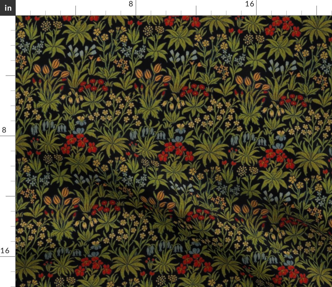 William Morris  ~ Millefleur ~ Black and Bright