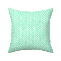 Modern Herringbone, Neon Mint Green