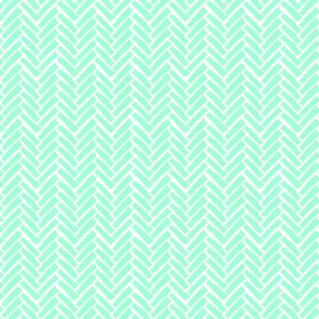 Modern Herringbone, Neon Mint Green