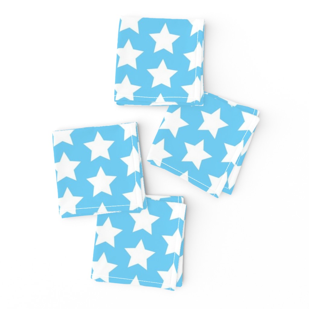 white stars on sky blue