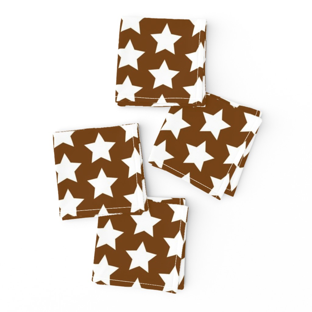 white stars on chocolate brown