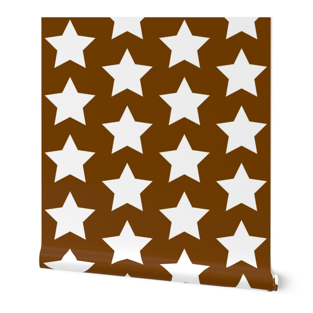 white stars on chocolate brown