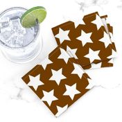 white stars on chocolate brown