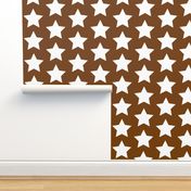 white stars on chocolate brown