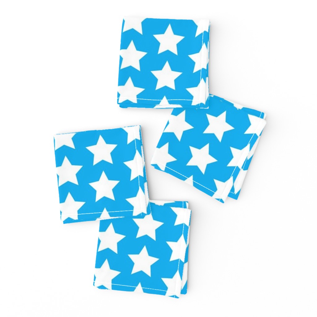 white stars on cyan