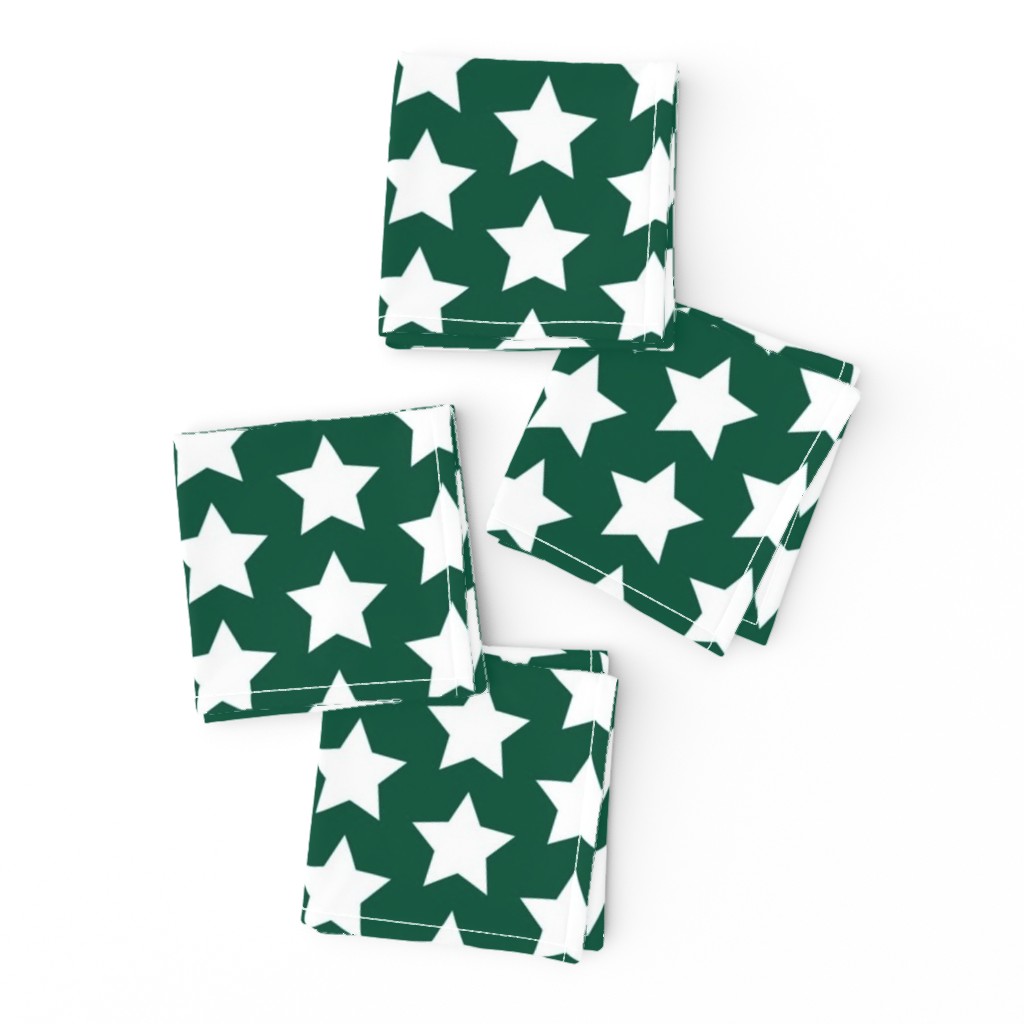 white stars on forest green