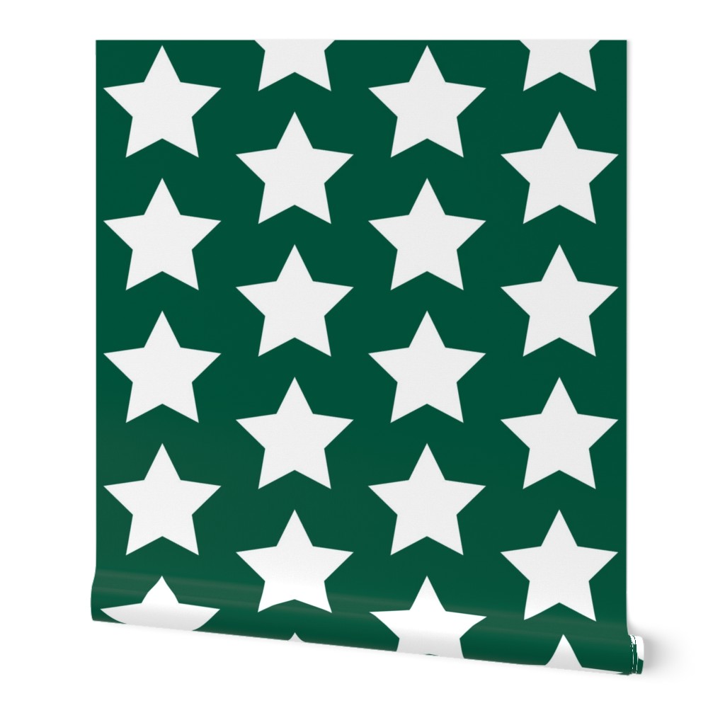 white stars on forest green