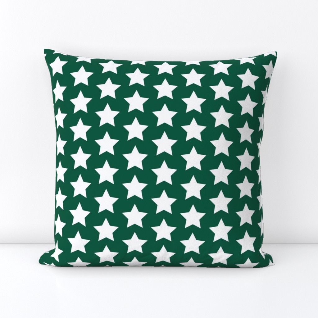 white stars on forest green