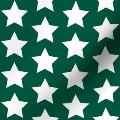 white stars on forest green