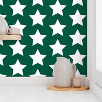 white stars on forest green