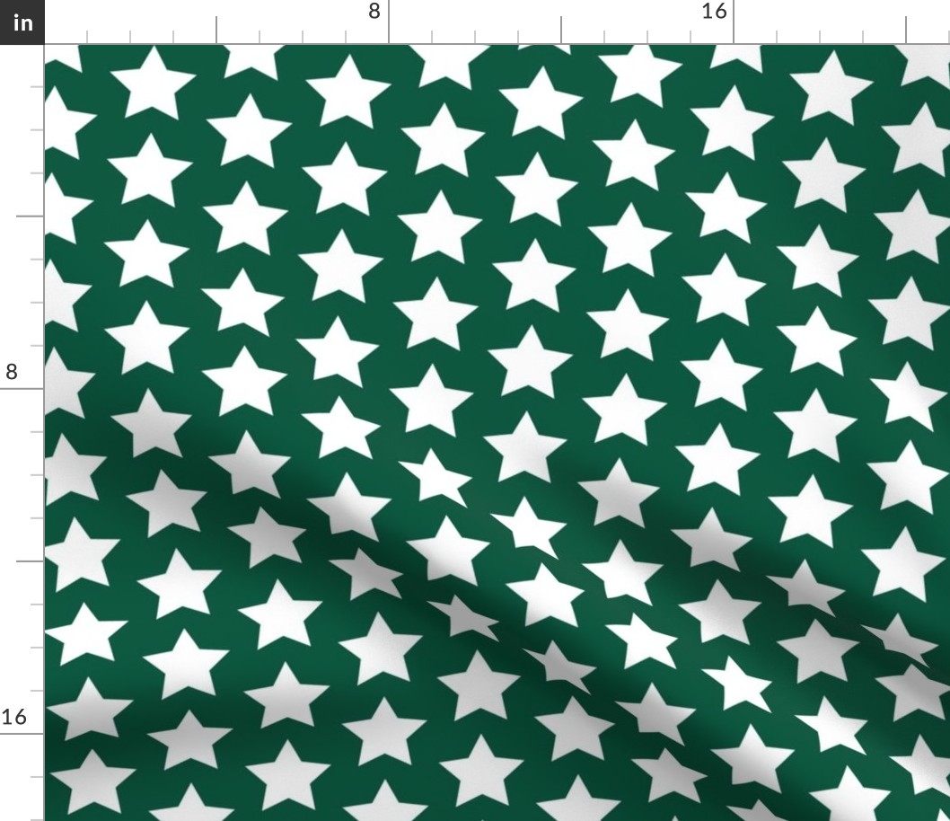 white stars on forest green