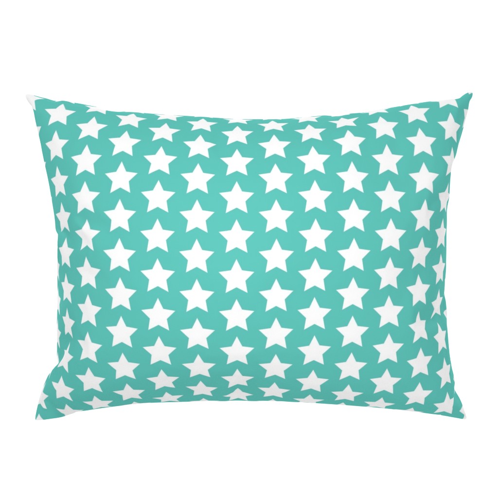 white stars on light teal