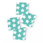 white stars on light teal