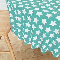 white stars on light teal