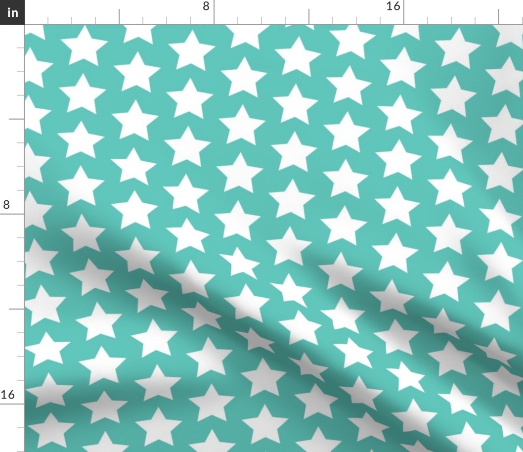 white stars on light teal