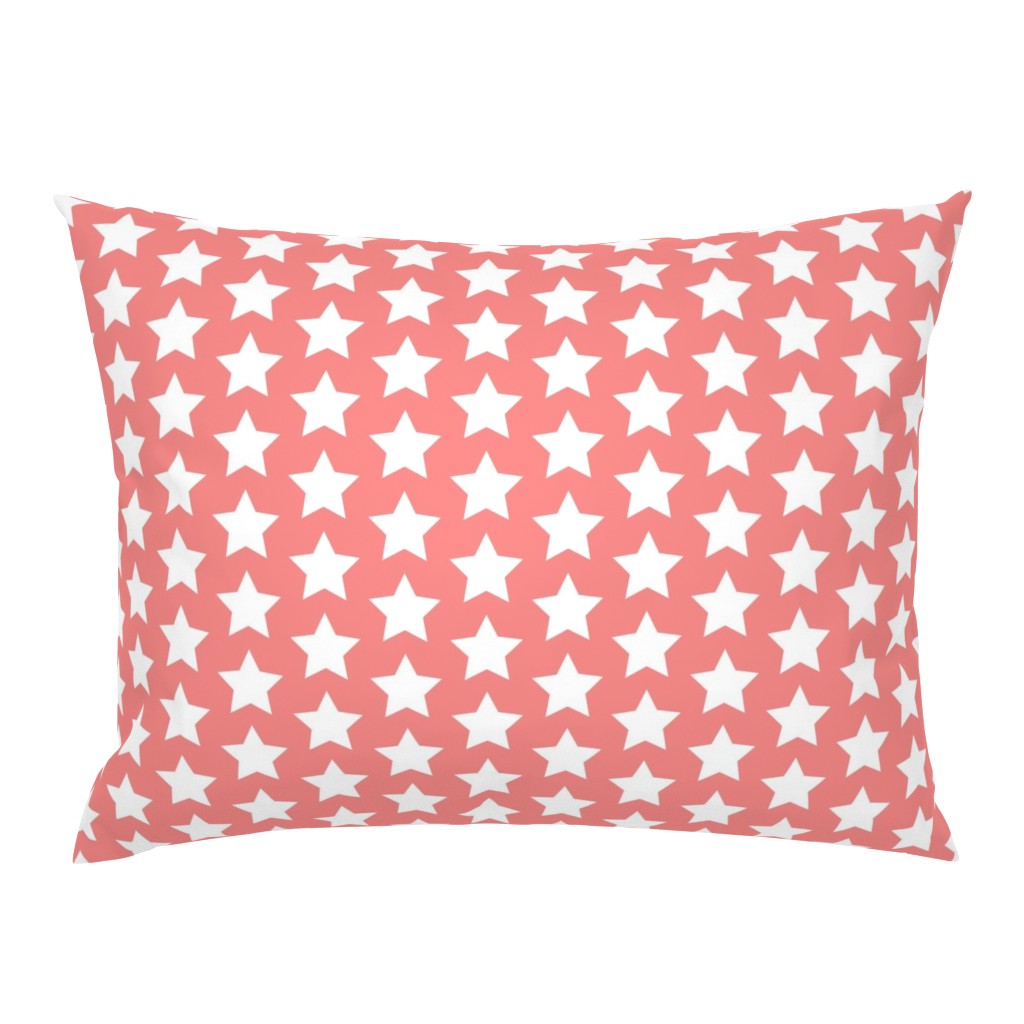 white stars on salmon pink