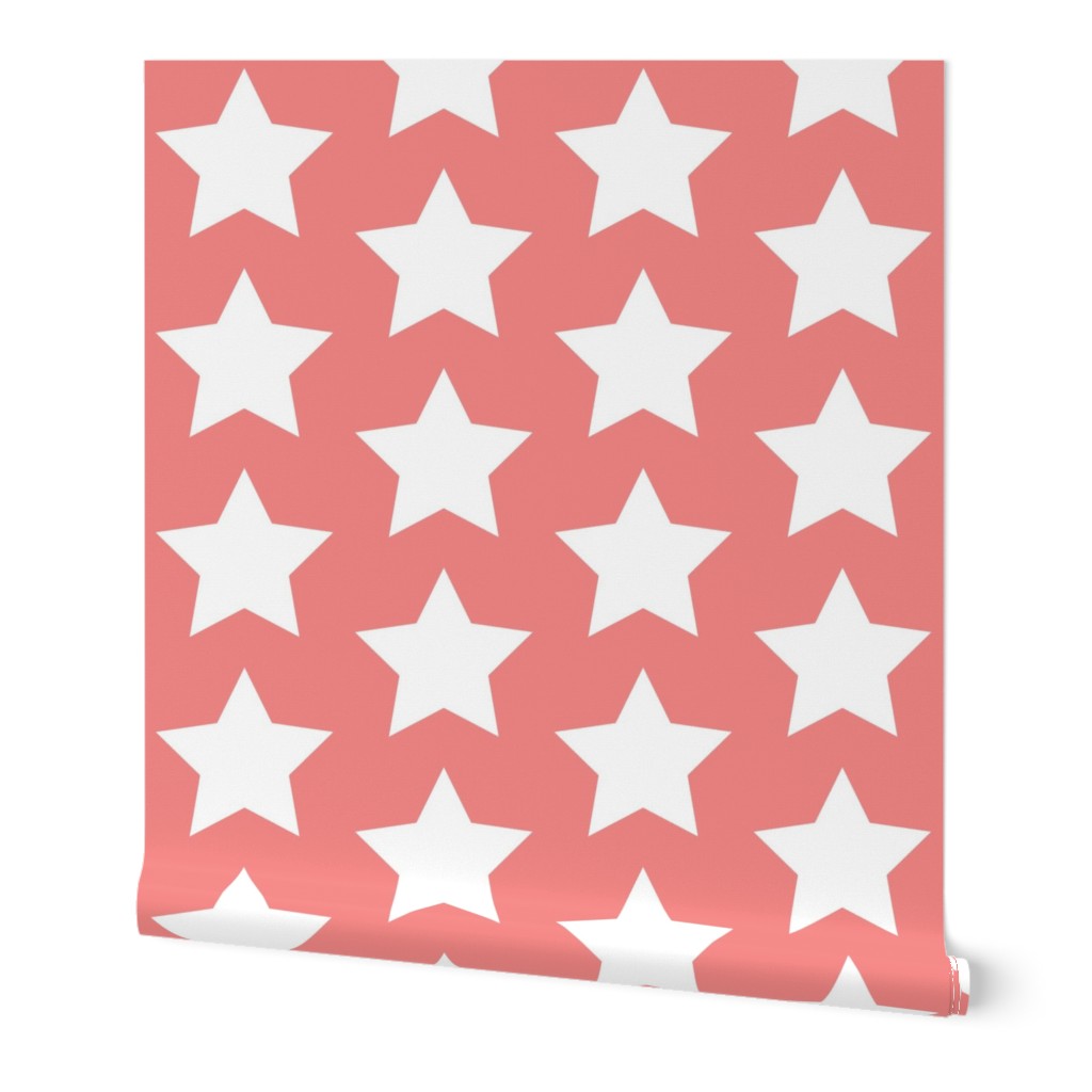 white stars on salmon pink