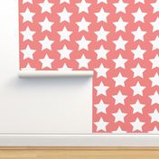 white stars on salmon pink