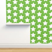 white stars on lime