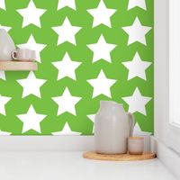 white stars on lime