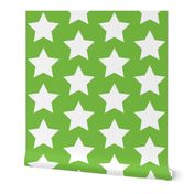 white stars on lime