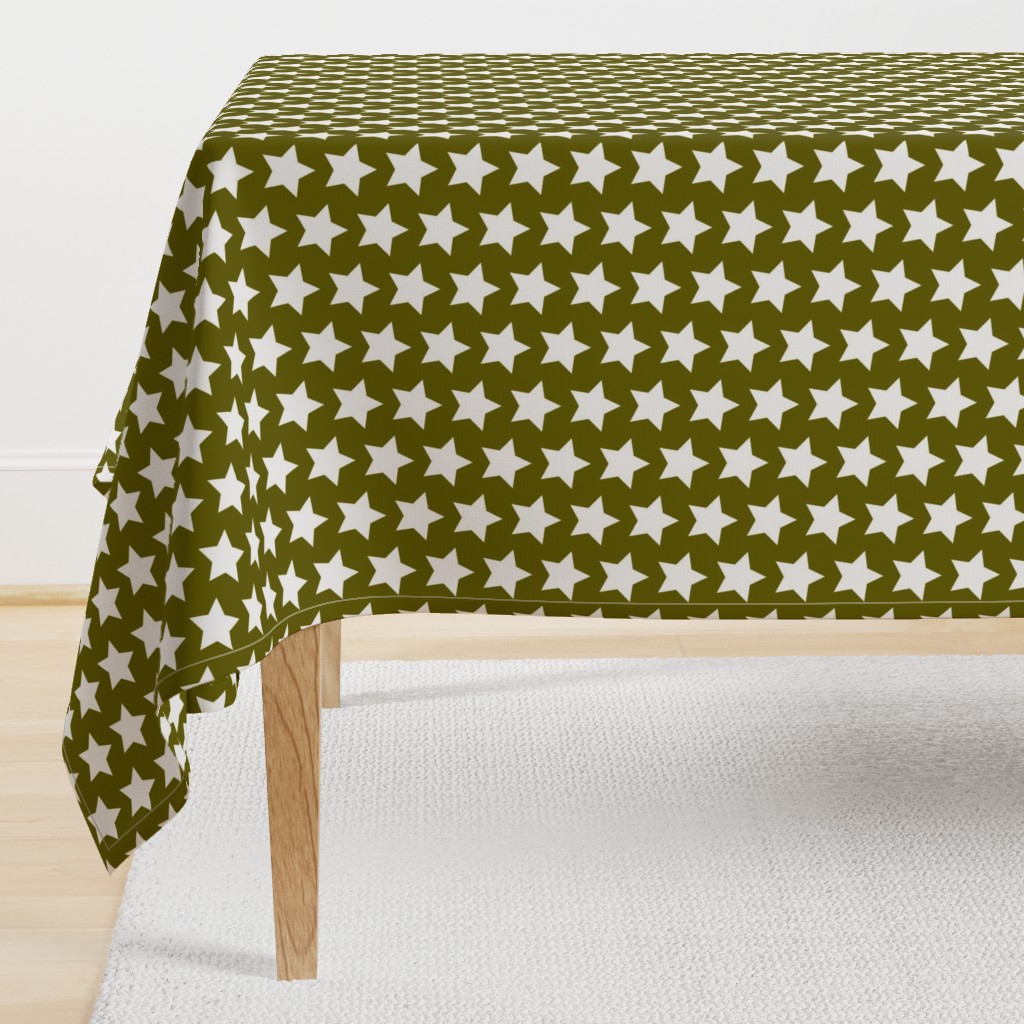 white stars on olive