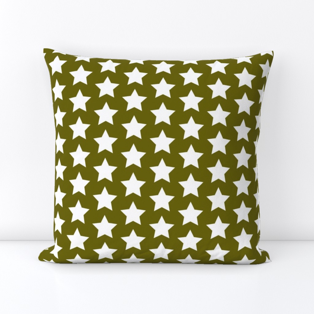 white stars on olive