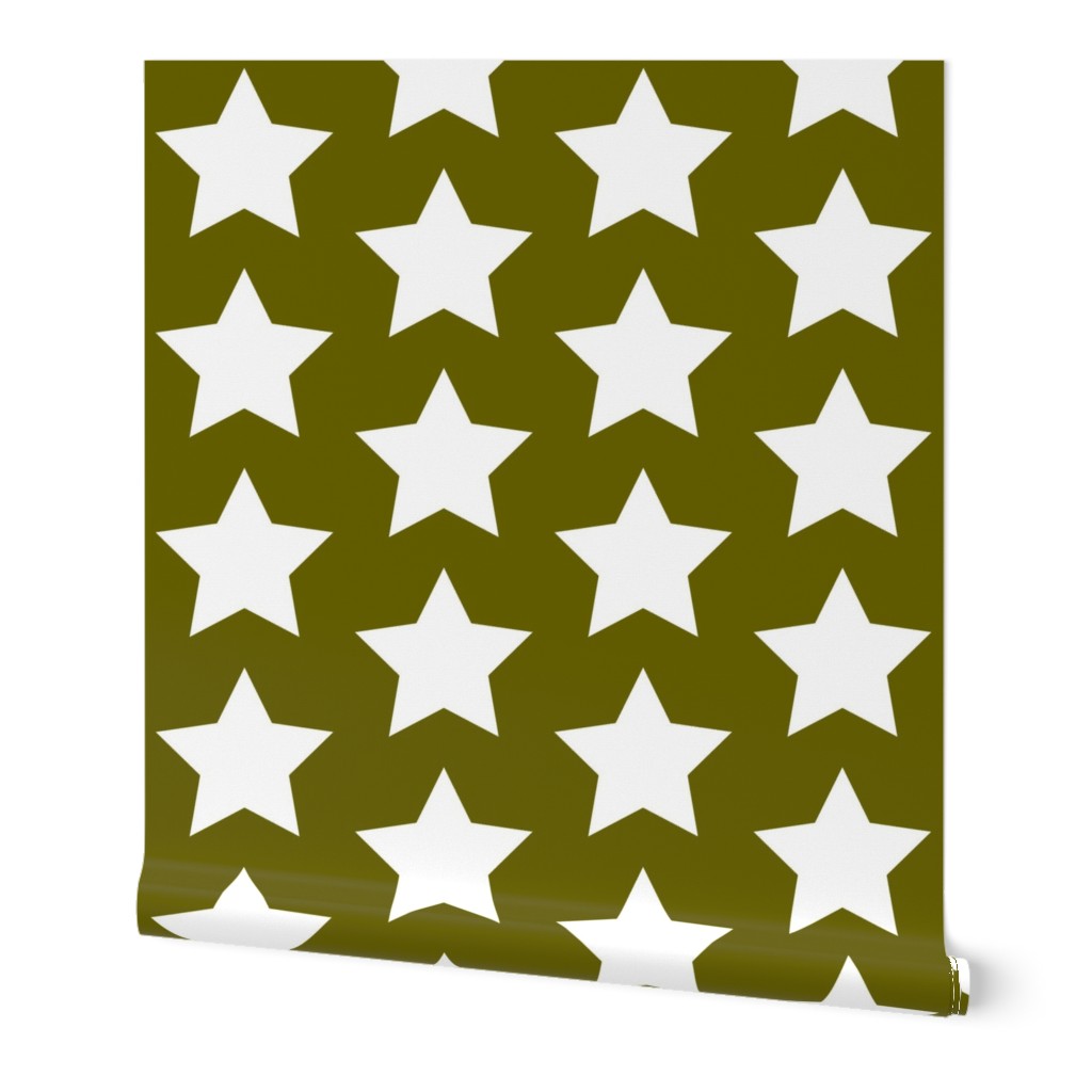 white stars on olive