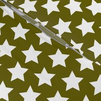 white stars on olive