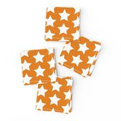 white stars on dirty orange