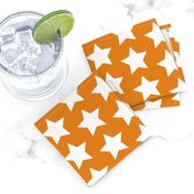 white stars on dirty orange