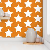 white stars on dirty orange