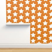 white stars on dirty orange