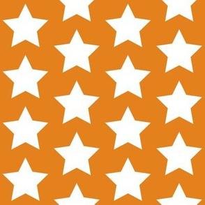 white stars on dirty orange