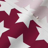 white stars on maroon