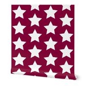 white stars on maroon